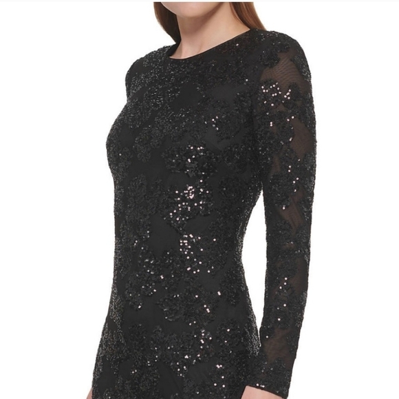 Eliza J Dresses & Skirts - Eliza J. Black Sequin Long Sleeve Fitted Dress